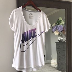 Nike White Tee w/ Purple Ombré Logo - Relaxed Fit